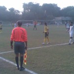 lines man, pel in yellow and navy in white