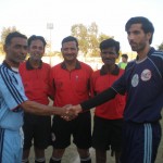 Captain of Baloch Mujahid and Young Ansari shake hand before match