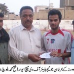 Irfan Junejo (FC Rovers) gets MOTM award from Fateh Mohammad Baloch