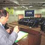 General Secretary PFF, Lt. Col. (R) Ahmed Yar Khan Lodhi addressing on the occassion of FIFA Women Technical Course at PFF House, Lahore